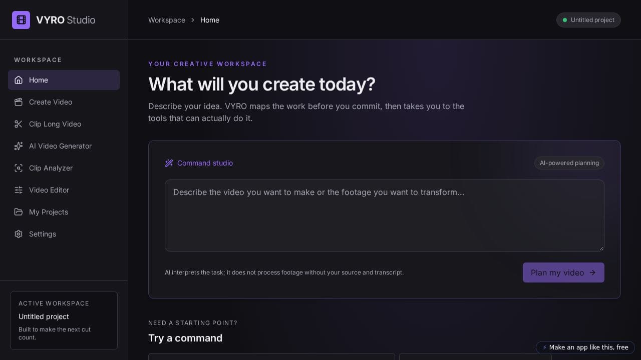Screenshot of VYRO Studio