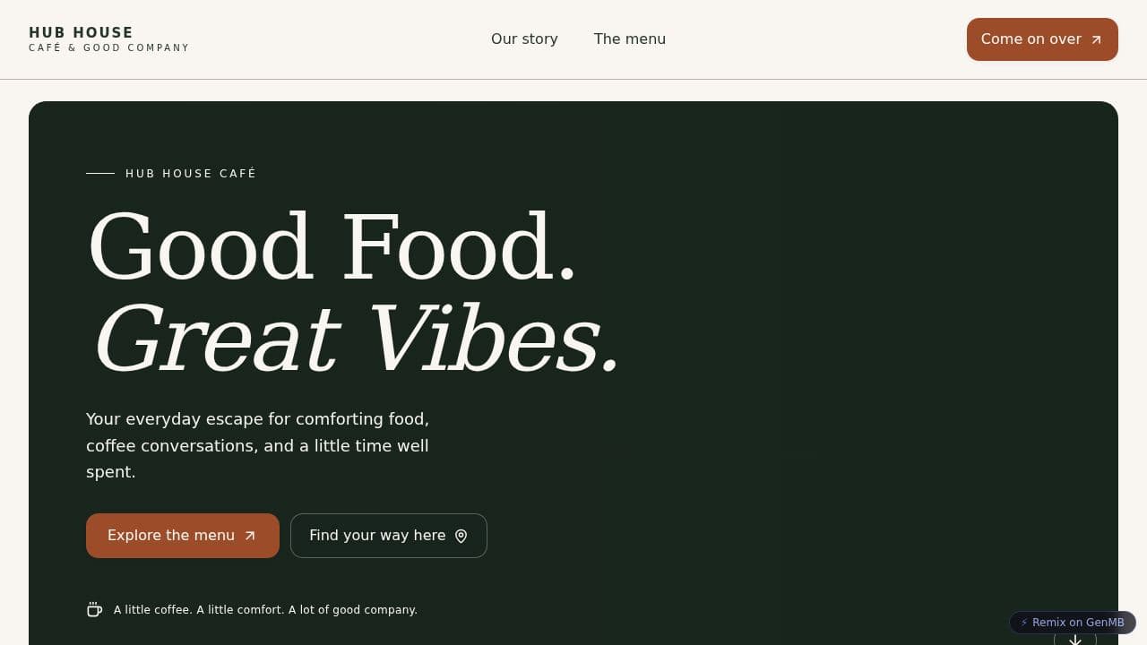 Screenshot of Hub House Café (Remix)