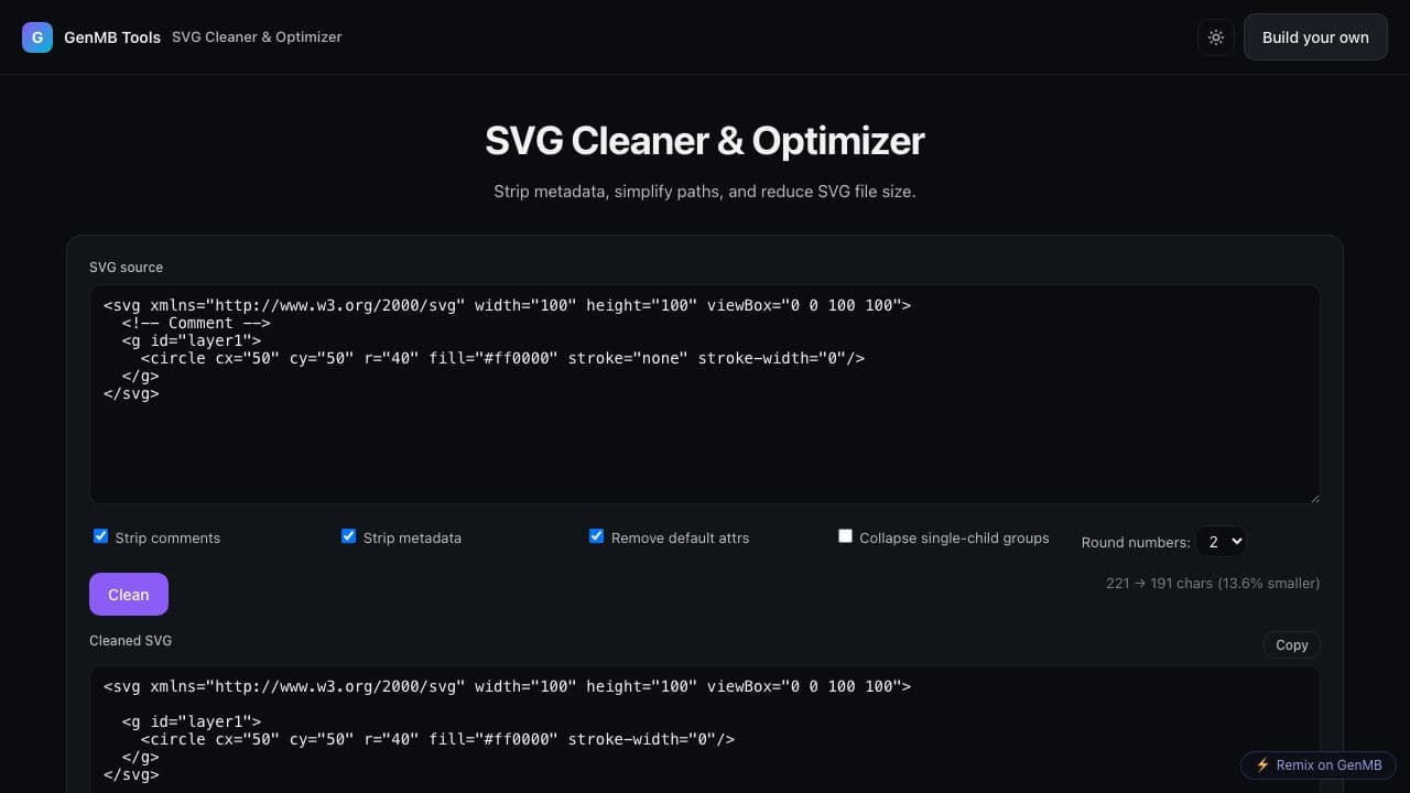 Screenshot of SVG Cleaner & Optimizer
