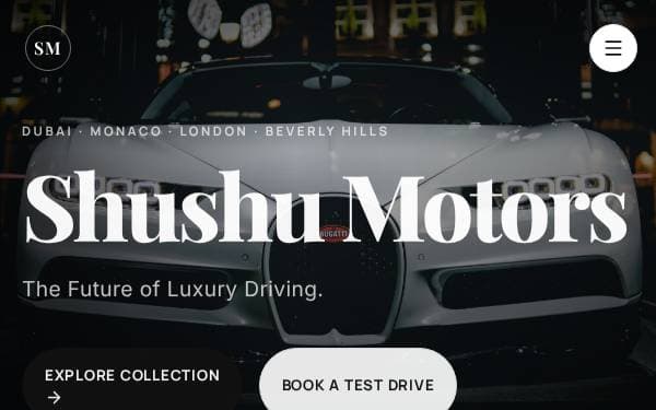 Screenshot of Shushu Motors Website