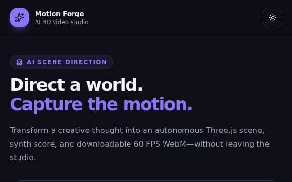 Screenshot of AI 3D Video Generator