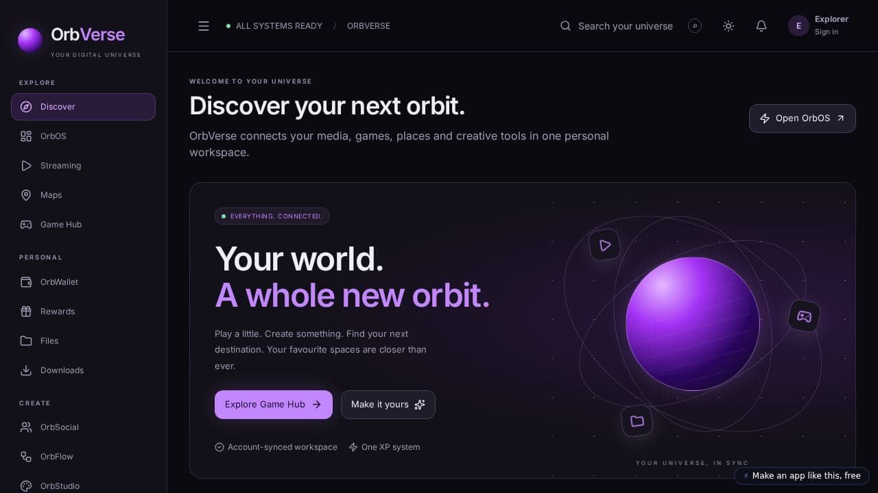 Screenshot of OrbVerse