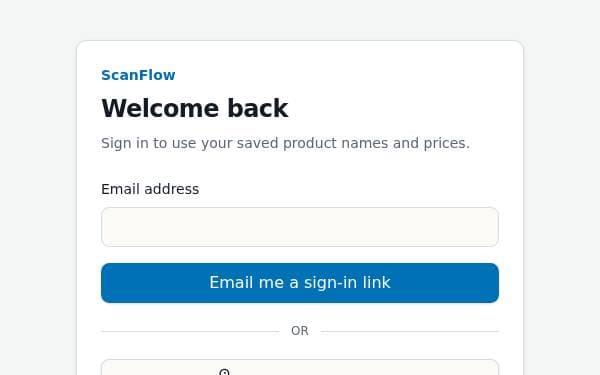 Screenshot of Continuous Barcode Entry
