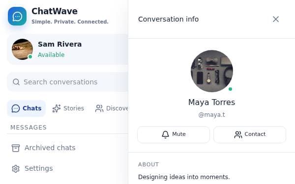 Screenshot of ChatWave Messaging