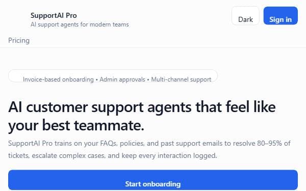 Screenshot of SupportAI Pro