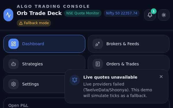 Screenshot of Orb Trade Deck