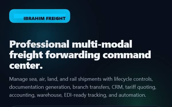 Screenshot of Ibrahim Freight Suite