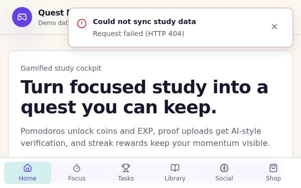 Screenshot of Quest Focus