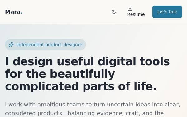 Screenshot of Mara Chen Portfolio
