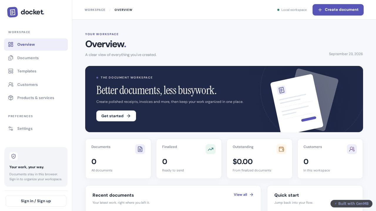 Screenshot of Document Studio