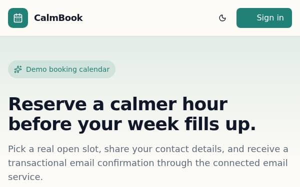 Screenshot of CalmBook Studio
