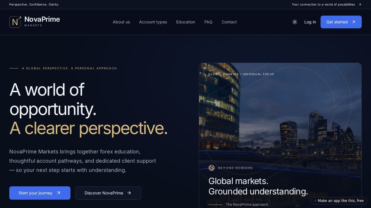 Screenshot of NovaPrime Markets