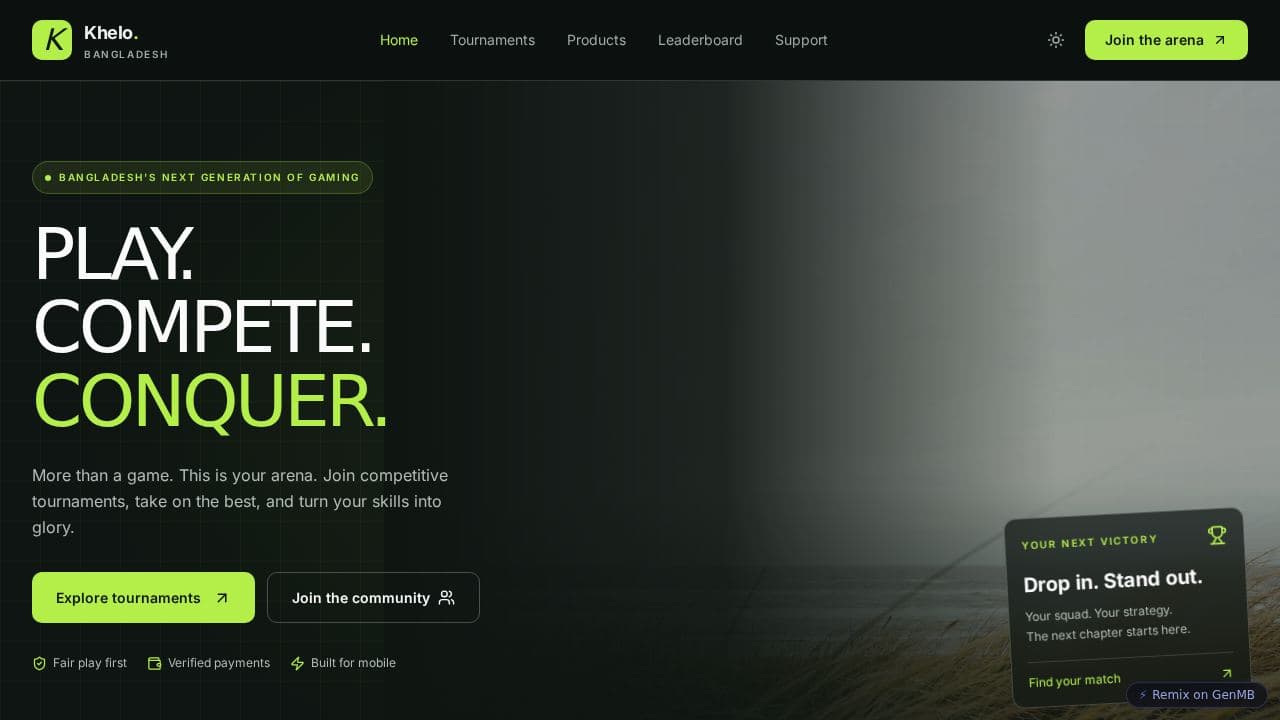 Screenshot of Khelo Bangladesh Esports