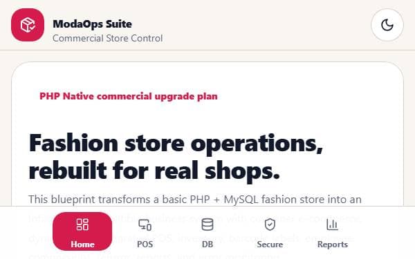 Screenshot of ModaOps Suite