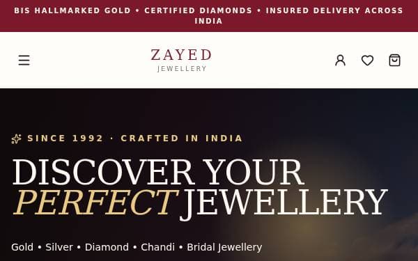 Screenshot of Zayed Jewellery Luxe Store