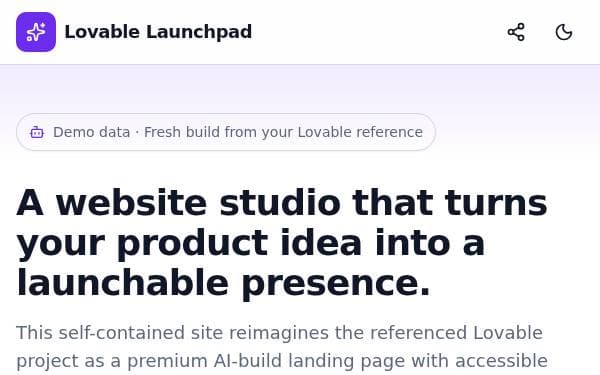 Screenshot of Lovable Launchpad