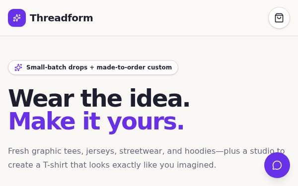 Screenshot of Custom Tee Marketplace