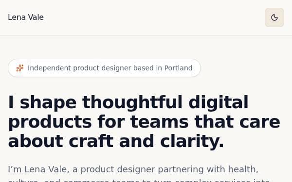 Screenshot of Lena Vale Portfolio