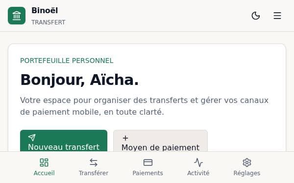Screenshot of Binoël Transfert