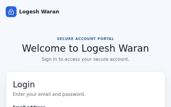 Screenshot of Logesh Waran Login