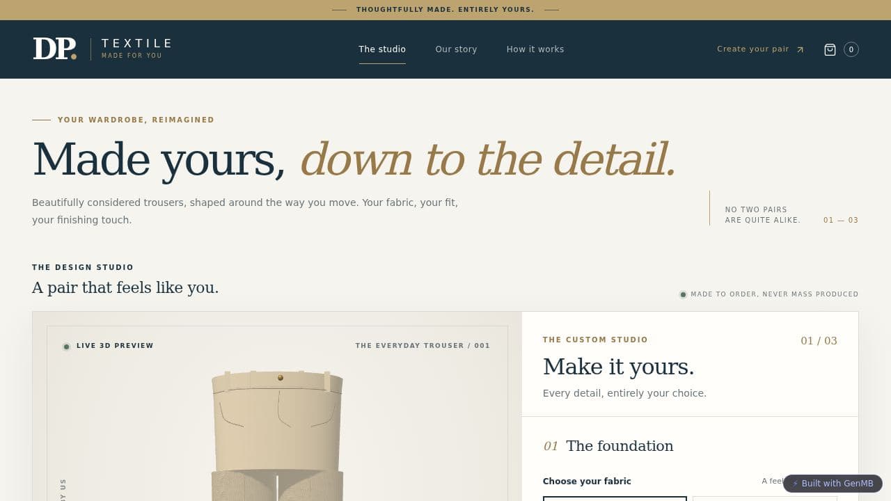 Screenshot of Do Textile Customizer