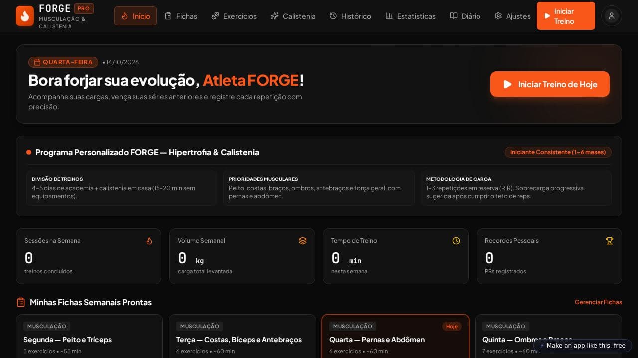 Screenshot of FORGE Treinos