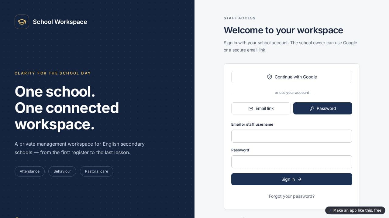 Screenshot of School Management