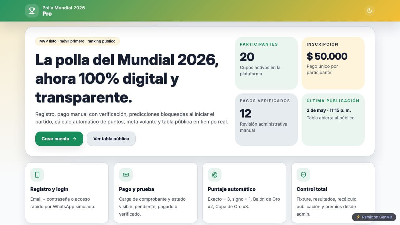 Screenshot of Polla Mundial Pro