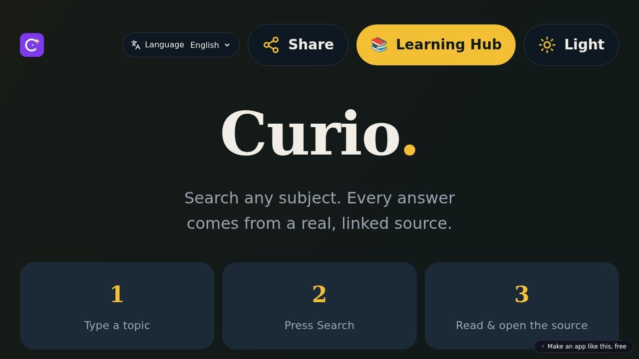 Screenshot of Curio