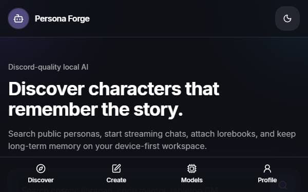 Screenshot of Persona Forge