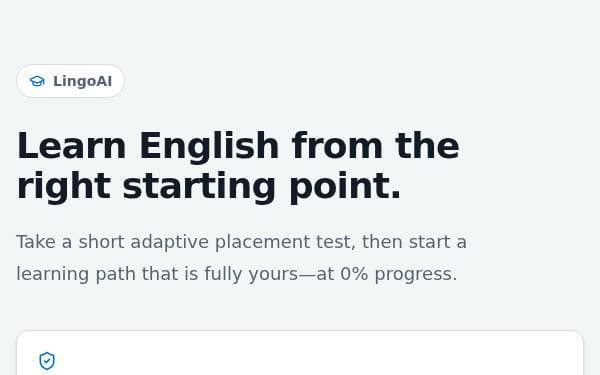 Screenshot of Mandatory Placement Test