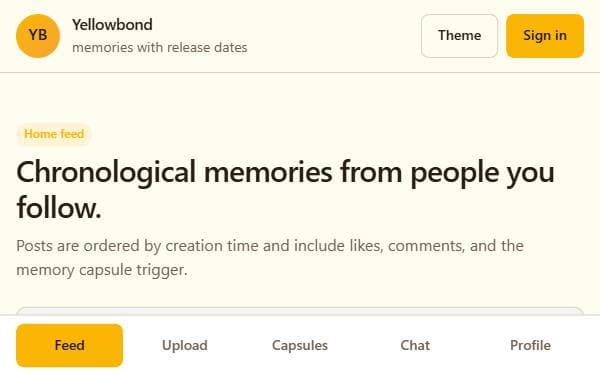 Screenshot of Yellowbond Social