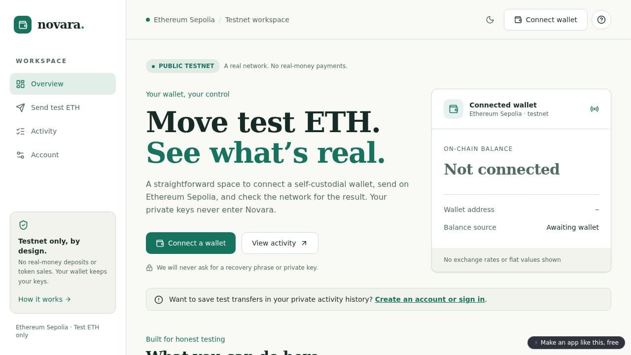 Screenshot of Novara Crypto Payments