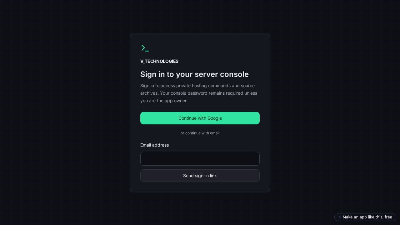 Screenshot of V Technologies Server