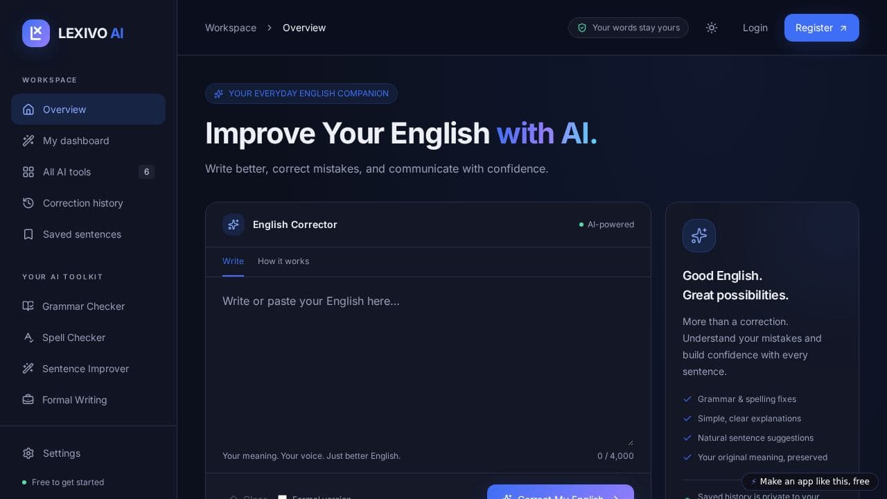 Screenshot of Lexivo AI