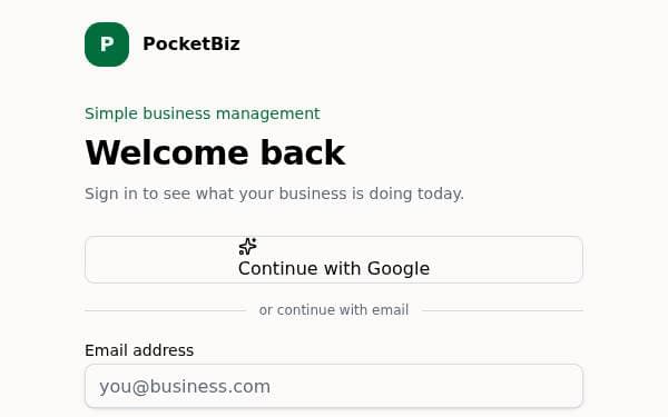 Screenshot of PocketBiz Manager