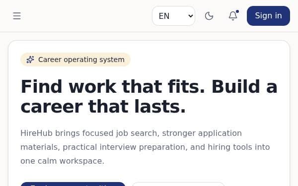 Screenshot of HireHub Career Platform