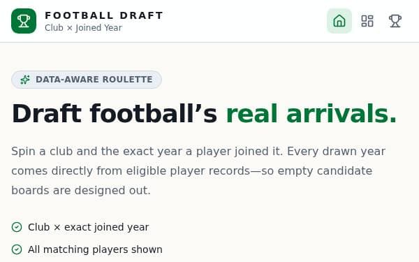 Screenshot of Football Draft Roulette
