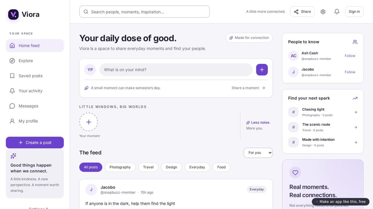 Screenshot of SnapBuzz Social