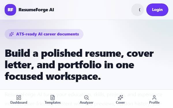 Screenshot of ResumeForge AI