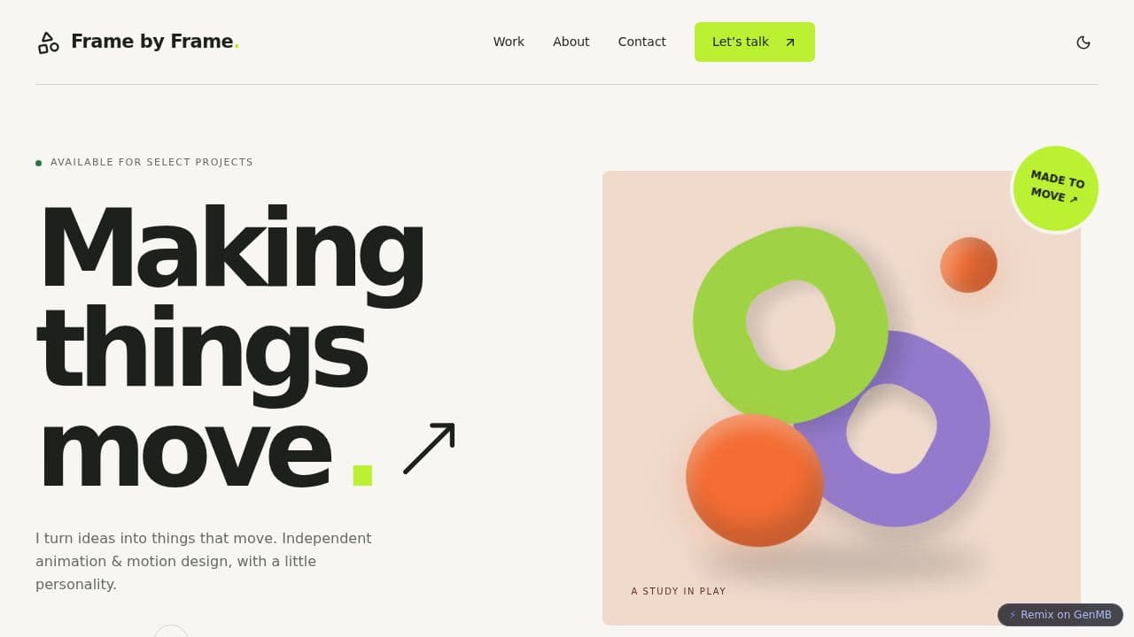 Screenshot of Animated Portfolio Studio