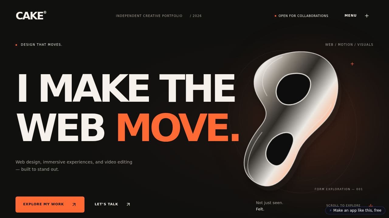 Screenshot of CAKE Creative Portfolio
