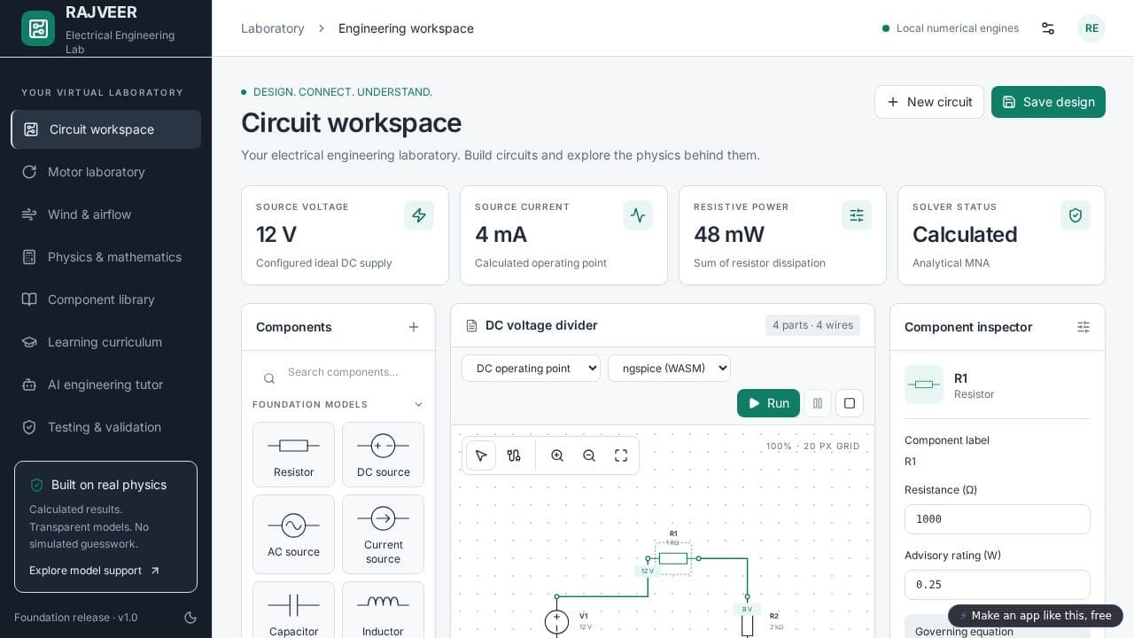 Screenshot of Electrical Engineering Lab