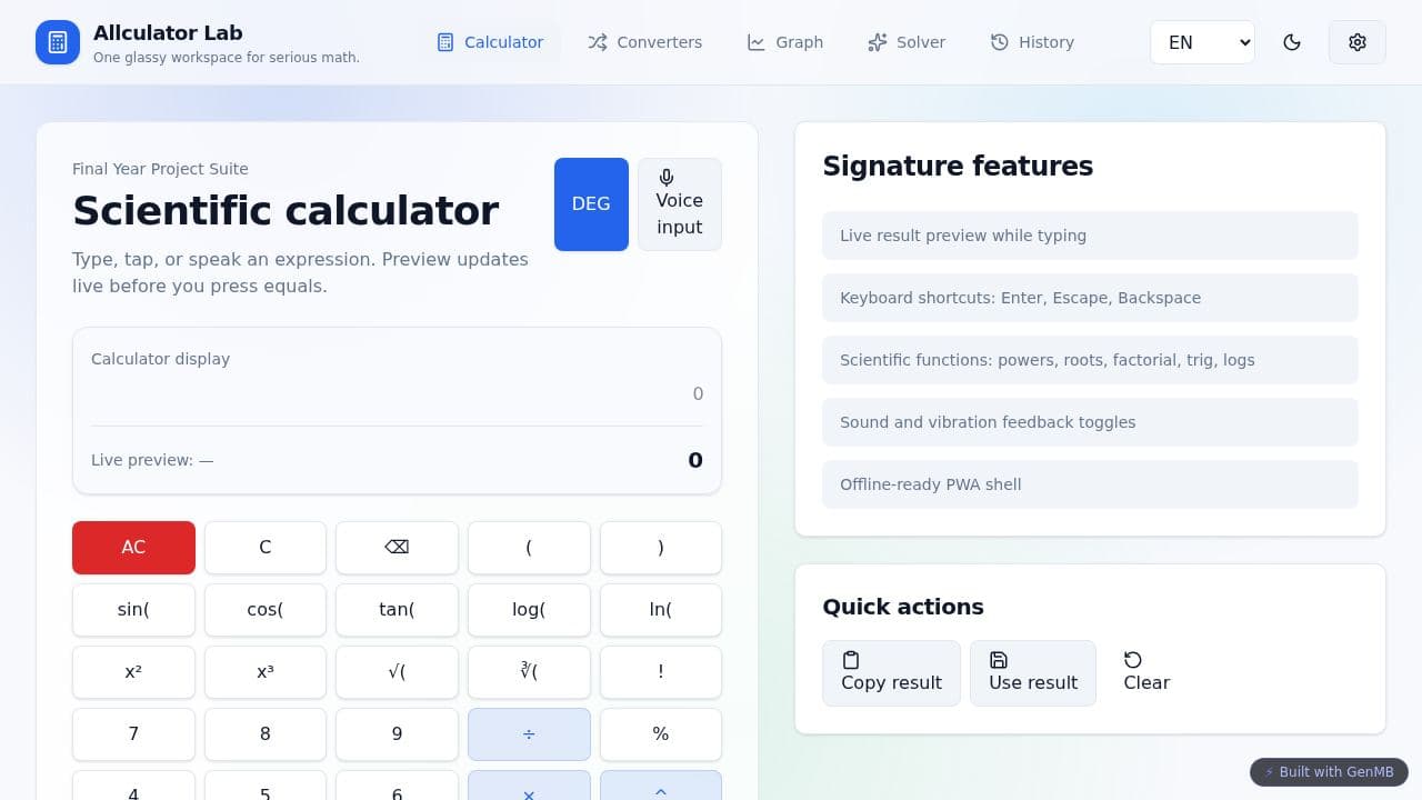 Screenshot of Allculator Lab