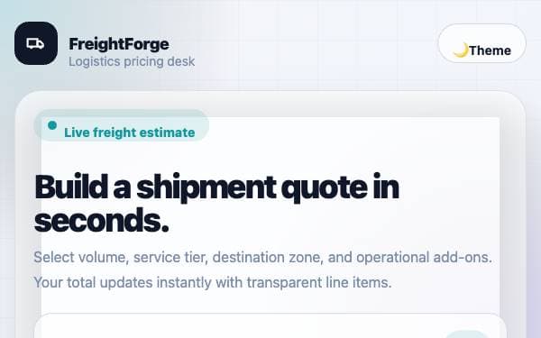 Screenshot of FreightForge Quote