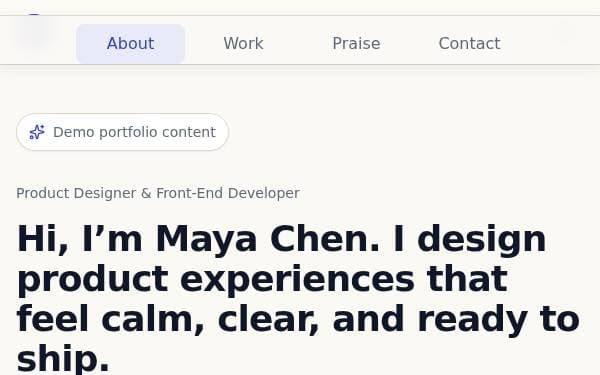 Screenshot of Maya Portfolio
