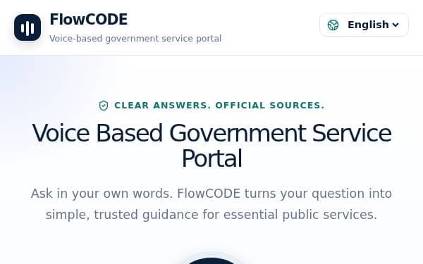 Screenshot of FlowCODE Government Voice Portal
