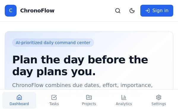 Screenshot of ChronoFlow Tasks