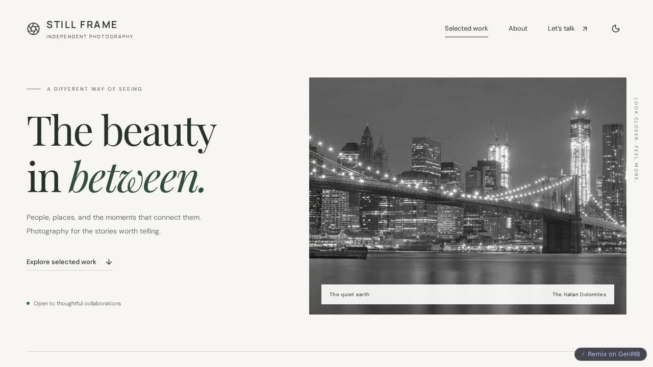 Screenshot of Photography Portfolio