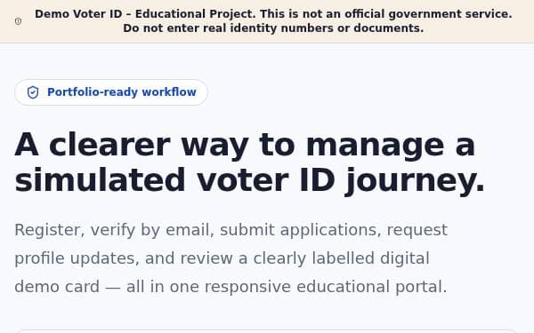 Screenshot of Voter ID Portal